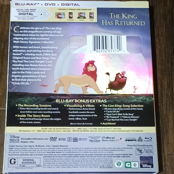 Walt Disney's THE LION KING on BLU-RAY + DVD - Picture 2 of 2